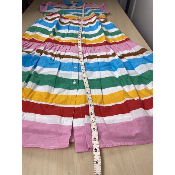 J.Crew Maxi Collared Shirt Dress Women Size 4 Turquoise White Stripe Midi Cotton - Picture 3 of 12